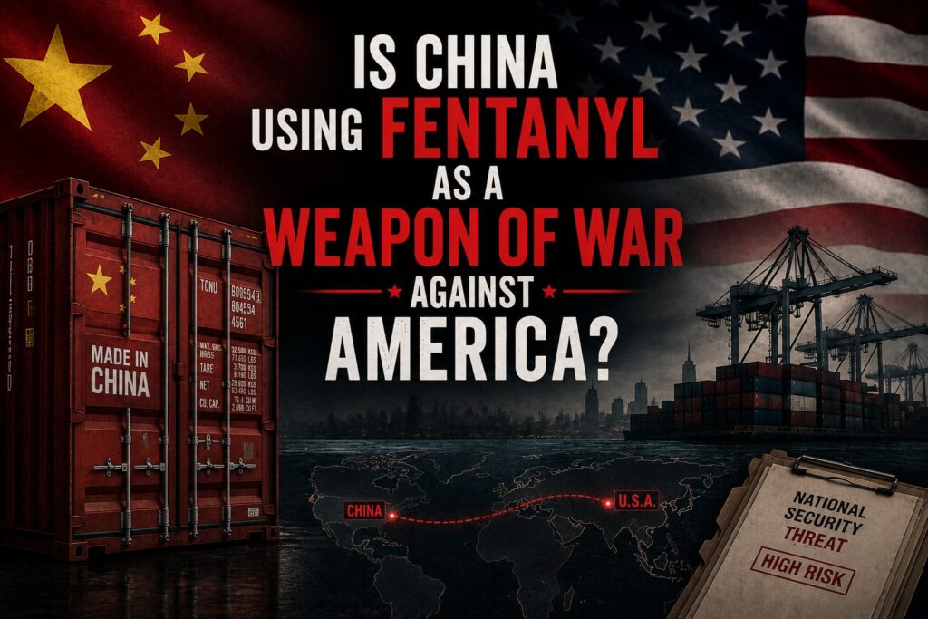 us flag and china flag with a port in the background